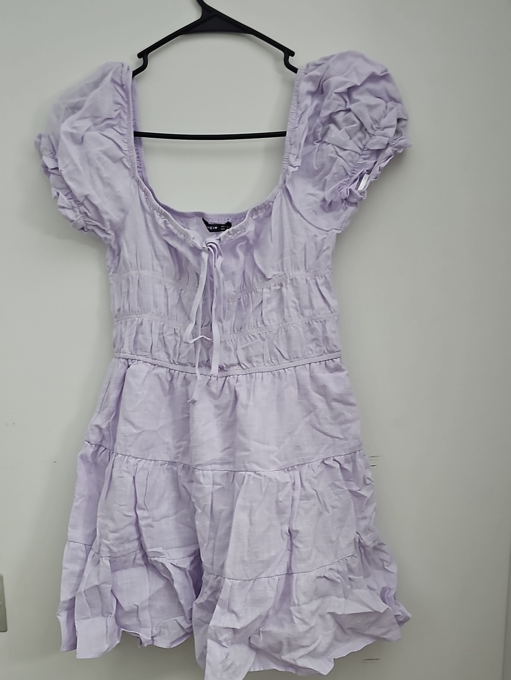 Lavender Puff-Sleeve Tiered Dress - Unbranded